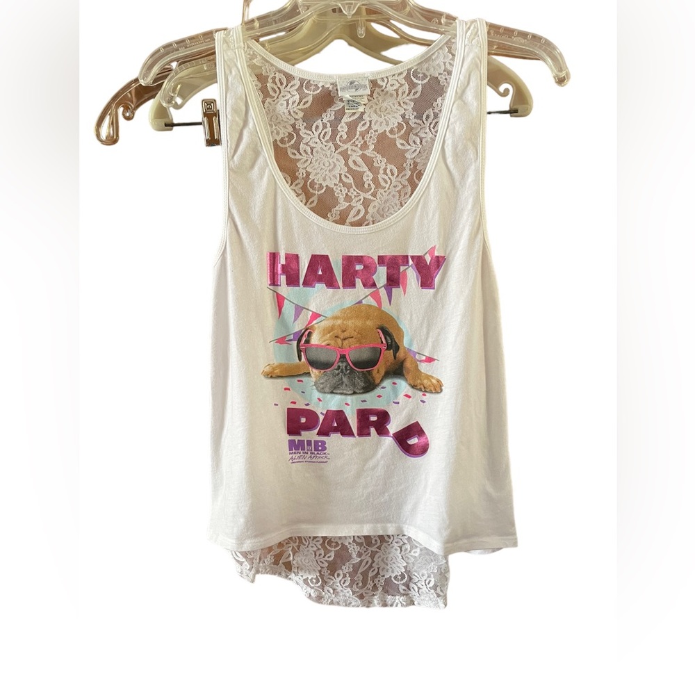 Universal Studios Men In Black Harty Pard Dog Graphic Lace Back Tank size Large - Picture 11 of 12